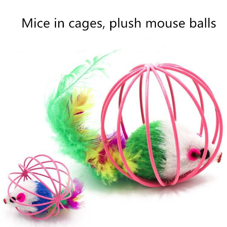 Wholesale Pet Supplies Pet Cat Toys Mice in Cages Plush Mouse Balls Funny Cat Sticks