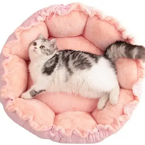 2024 Hot Selling Cat Bed Non-Slip Warm Pet Nest Cute Pink Princess  Pet Sofa Bed Dog Cat Bed