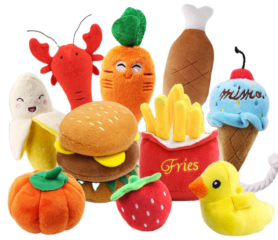 Soft PP Cotton Funny Chew Toy Fruit Vegetable Stuffing Pet Toys Plush Dog Toy With Sound