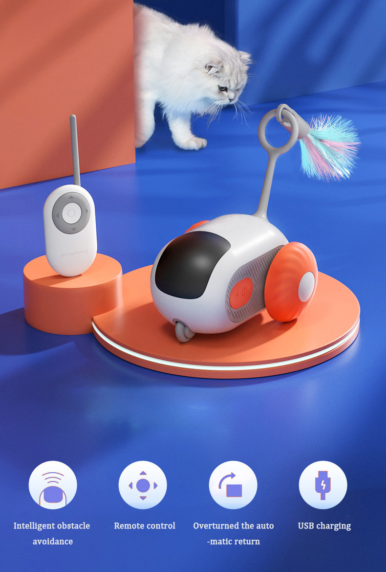 Interactive Cats Smart Sports Car for Chasing and Hunting Training Indoor Electronic Cat Toys With Remote Control