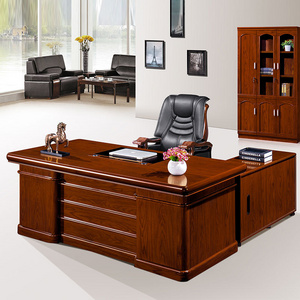 Simple Luxury classic Office Desk Furniture With Movable Storage Cabinet Office Executive Table Pictures