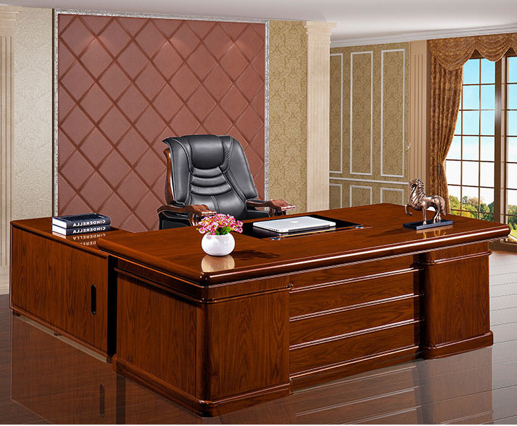 Simple Luxury classic Office Desk Furniture With Movable Storage Cabinet Office Executive Table Pictures