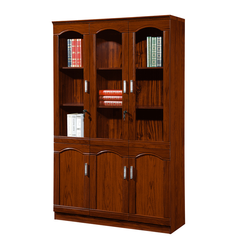 Executive Boss Manager Office Wood Cupboard Design Wood File Cabinet With Glass Door Wooden Bookcase Lateral Cabinet Furniture