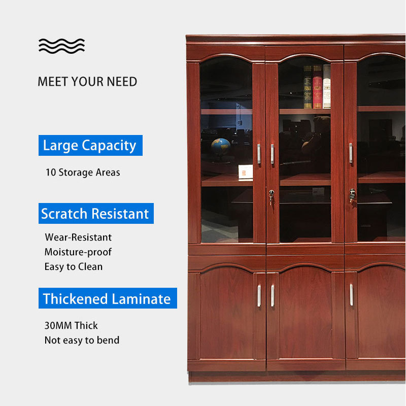 Executive Boss Manager Office Wood Cupboard Design Wood File Cabinet With Glass Door Wooden Bookcase Lateral Cabinet Furniture