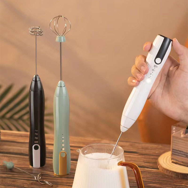 Built-in Battery Operated USB Milk Mixer Rechargeable Electric Powerful Milk Frother Handheld Foam Maker for Latt