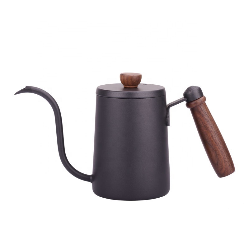 Wholesale Luxury Coffee Mocha Drip Pot Maker Outdoor  600ML Wood Handle Drip Kettle Coffee Pot