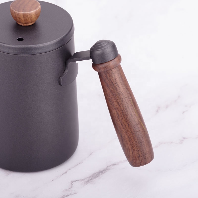 Wholesale Luxury Coffee Mocha Drip Pot Maker Outdoor  600ML Wood Handle Drip Kettle Coffee Pot