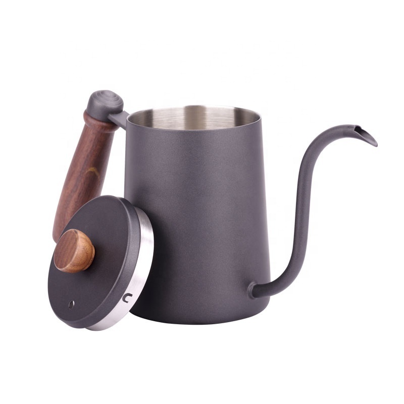 Wholesale Luxury Coffee Mocha Drip Pot Maker Outdoor  600ML Wood Handle Drip Kettle Coffee Pot