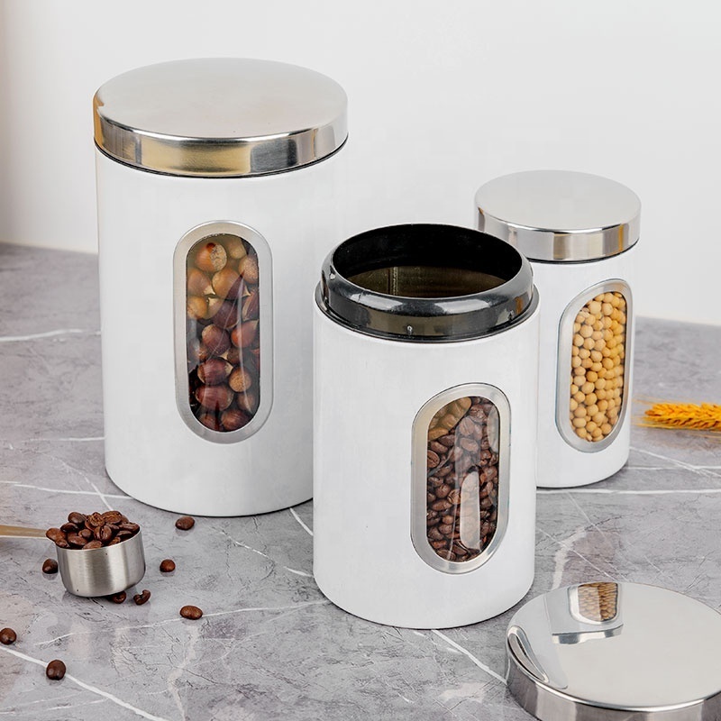 Food Storage Containers Tea Coffee Sugar 3pcs Stainless Steel Tea Coffee Sugar Canisters Set