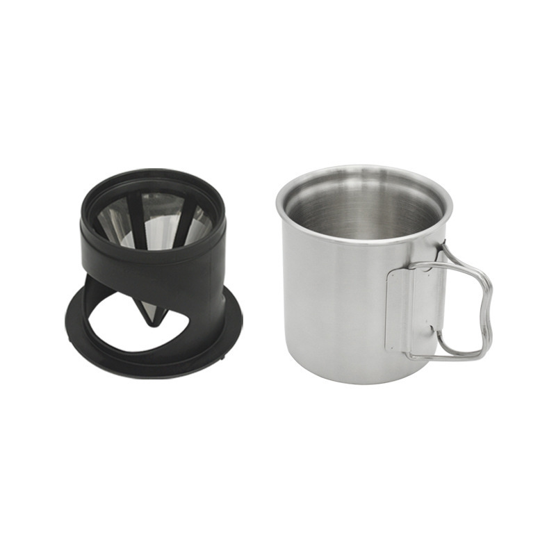 Stainless Steel Cup Pour Over Coffee Maker Coffee Mug and Dripper Set Drip Coffee Mug Set