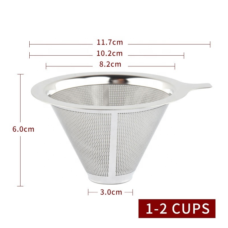 Coffee Tool Reusable Metal Mesh Coffee Filter Stainless Steel Pour Over Dripper Coffee Maker