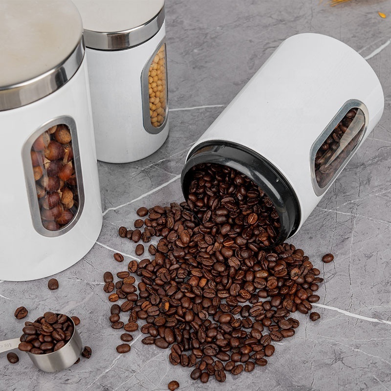 Food Storage Containers Tea Coffee Sugar 3pcs Stainless Steel Tea Coffee Sugar Canisters Set