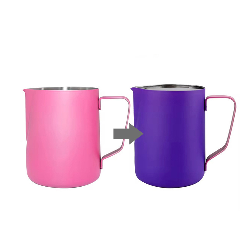 Heat Sensitive Stainless Steel Coffee Milk Frothing Jug Milk Pitcher Color Changing Cups for Latte Art