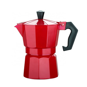 Personalized Portable Red Italy Classic Stovetop Moka Pot 1/2/3/6/9/12Cups Outdoor Espresso Maker Custom Aluminum Moka Pot Maker