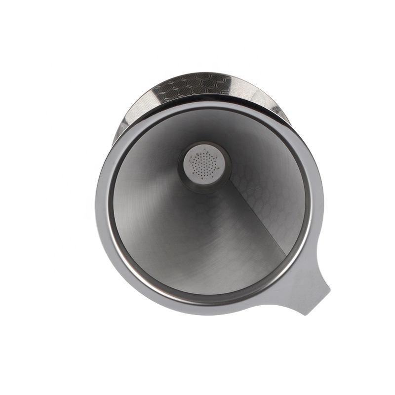 Pour Over Drip Coffee Filter 304 Stainless Steel Cone Reusable Coffee Filter with Holder