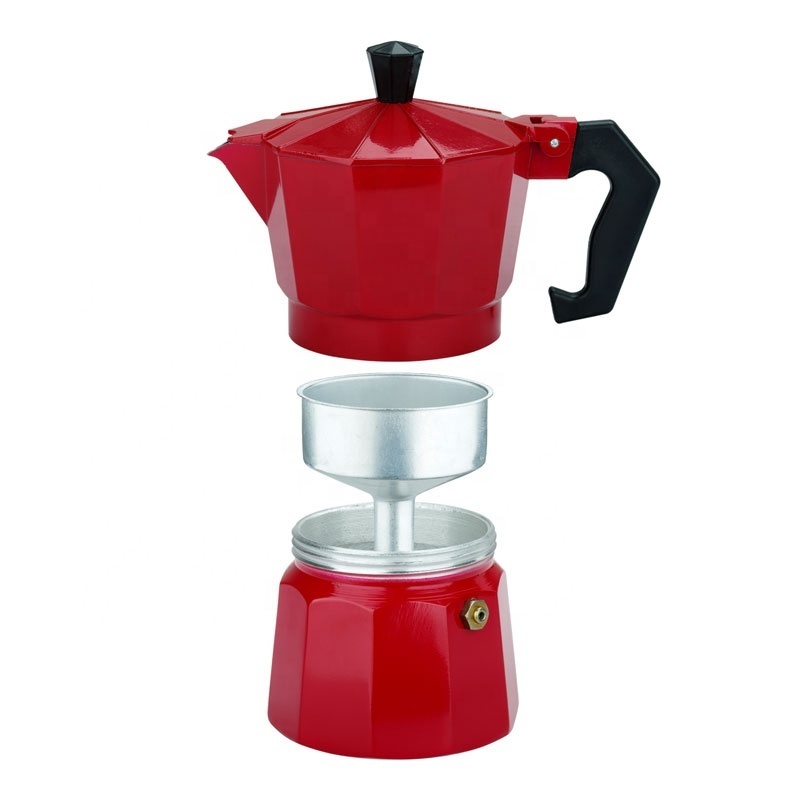 Personalized Portable Red Italy Classic Stovetop Moka Pot 1/2/3/6/9/12Cups Outdoor Espresso Maker Custom Aluminum Moka Pot Maker