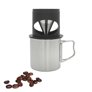 Stainless Steel Cup Pour Over Coffee Maker Coffee Mug and Dripper Set Drip Coffee Mug Set