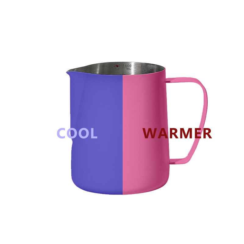 Heat Sensitive Stainless Steel Coffee Milk Frothing Jug Milk Pitcher Color Changing Cups for Latte Art