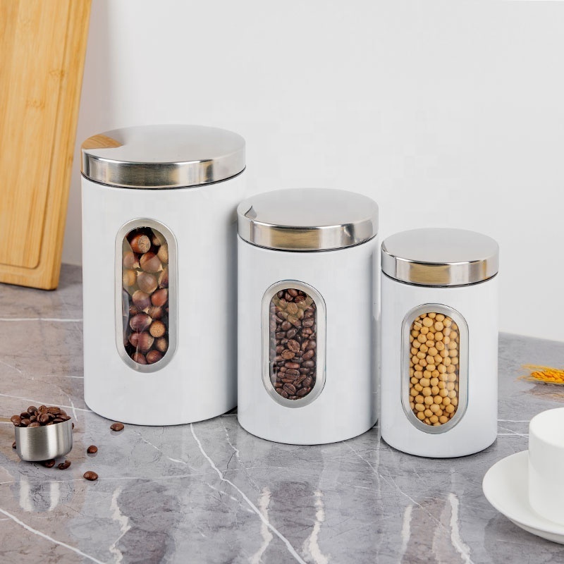 Food Storage Containers Tea Coffee Sugar 3pcs Stainless Steel Tea Coffee Sugar Canisters Set