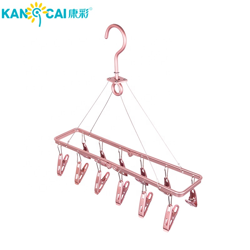 aluminum metal small laundry fold clothes drying hanger rack for sock 12 pins