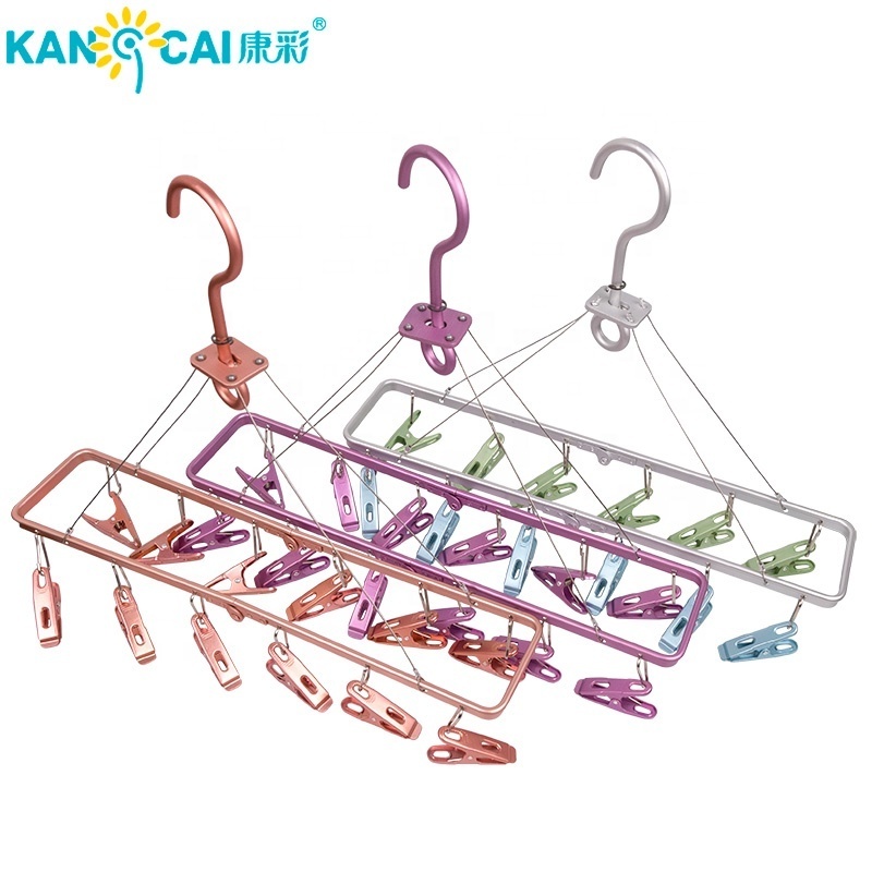 12 Pegs Folding Portable Sock Cloth Drying Rack With Clips