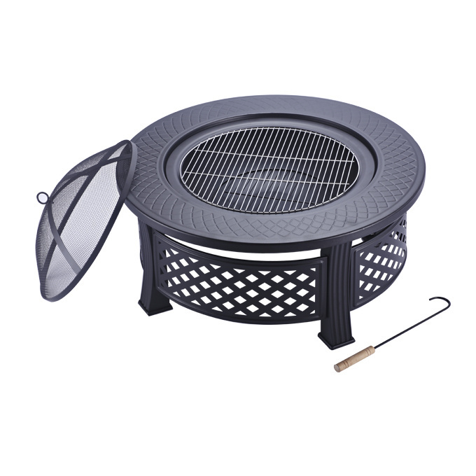 Outside With Spark Screen,Cooking Grate,Poker For Patio 22 Inch Large Steel Bbq Grill Firepit Bowl For