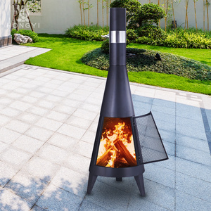 Hot Selling Black Outdoor Garden Wood Burning Steel Metal Round Firepit Chimney BBQ Chimenea Fire Pit Stove