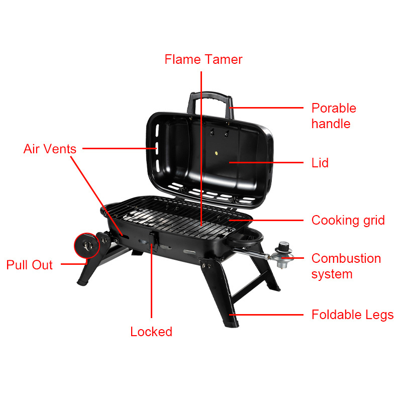 Manufacturer Supplier Camping Barbecue Folding portable BBQ Gas Grill gas bbq grill outdoor stainless steel