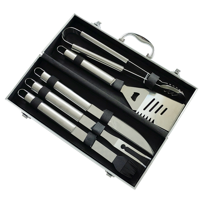 Rectangle Aluminium Case BBQ Outdoor Tool Set 5 Pcs Stainless Steel Barbecue Grill Tools Set