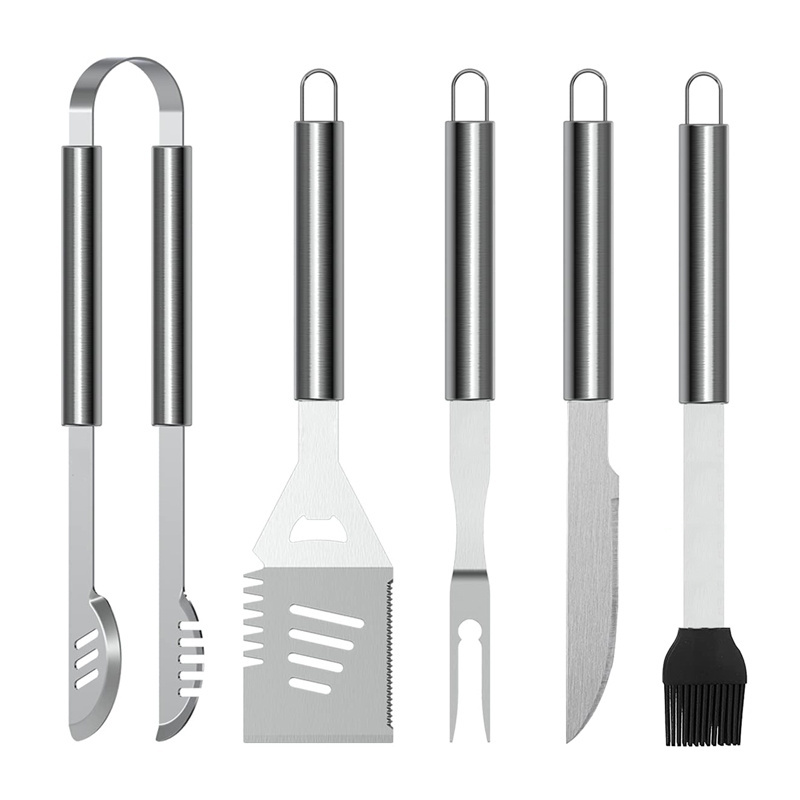 Rectangle Aluminium Case BBQ Outdoor Tool Set 5 Pcs Stainless Steel Barbecue Grill Tools Set