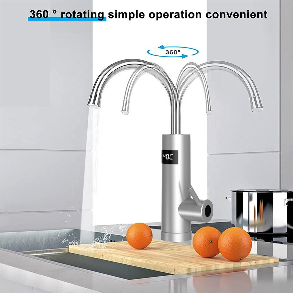 3200W Smart Tankless Water Heater Tap Electric Instant Hot Water Tap Desk Mount Hot Faucet Electric Instant Water Heater Tap