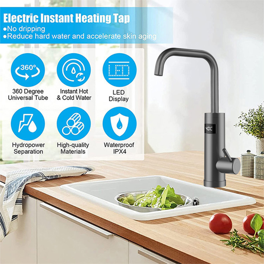 Hot Water Tap 3000W 220V/110V Kitchen Faucet Stainless Steel Instant Electric Water Heating Heater Electric Hot Water Faucet