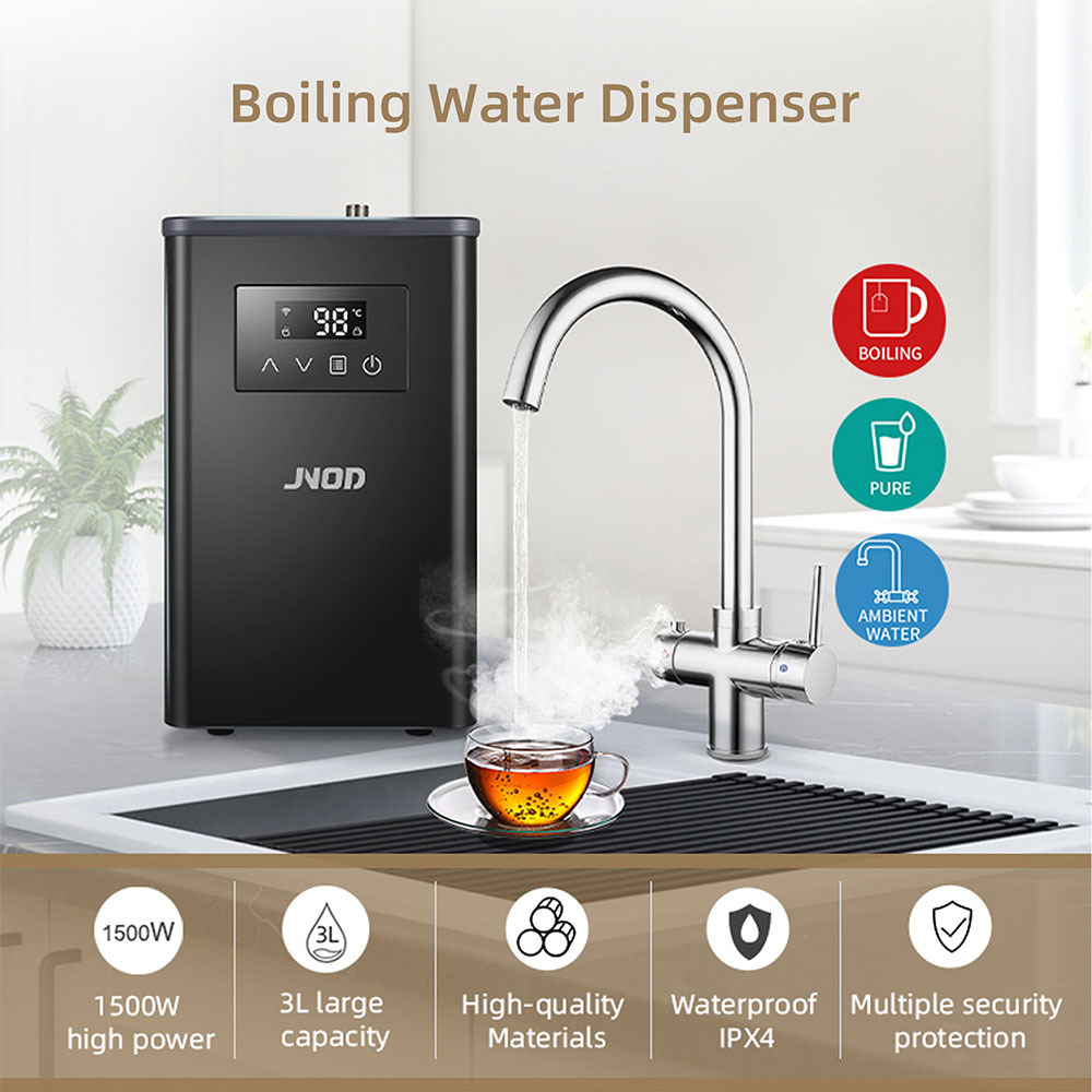 Instant Boiling Water Tap Kitchen Faucet on Demand Steaming Filter Water Mixer Tap 3 in 1 Stainless Steel Modern Contemporary 3L