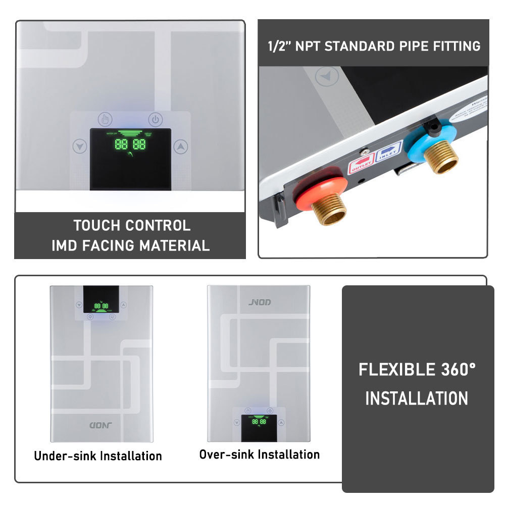 JNOD High Efficiency Electric Water Heater Tankless 400V with LED Display Instant Electric Water Heater