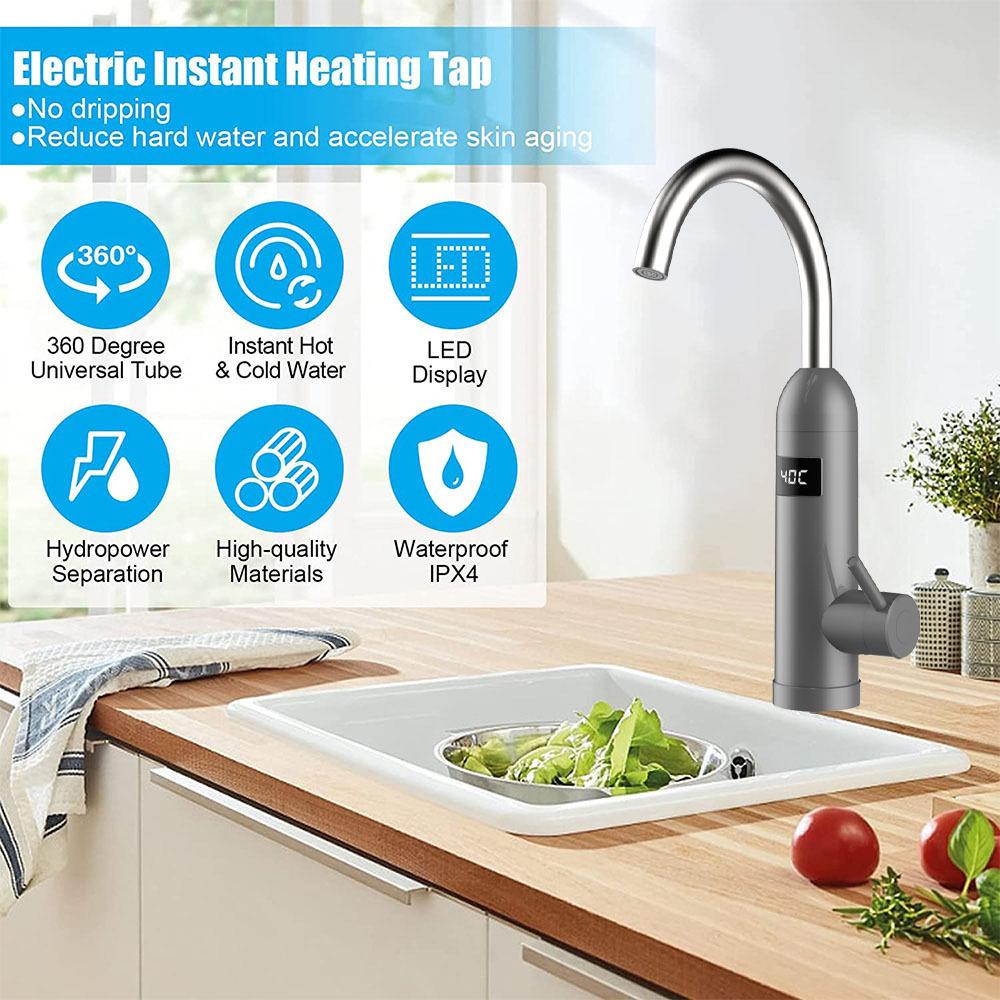 Electric Instant Heating Faucet Adjust the Switch Handle 3200w 3 Seconds Heating Water Faucet Kitchen Accessory