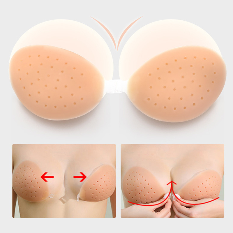 Strapless Breathable Invisible Adhesive Comfortable Air holes Silicone Bra