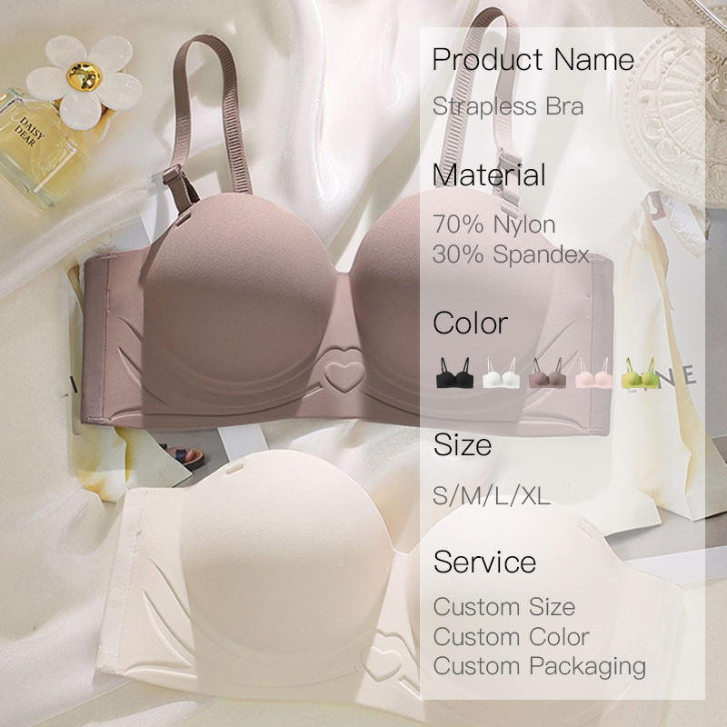 Strapless Underwear Tube Top Non-Slip Sexy Half Cup Bra Small Breast Size Seamless Strapless Bra