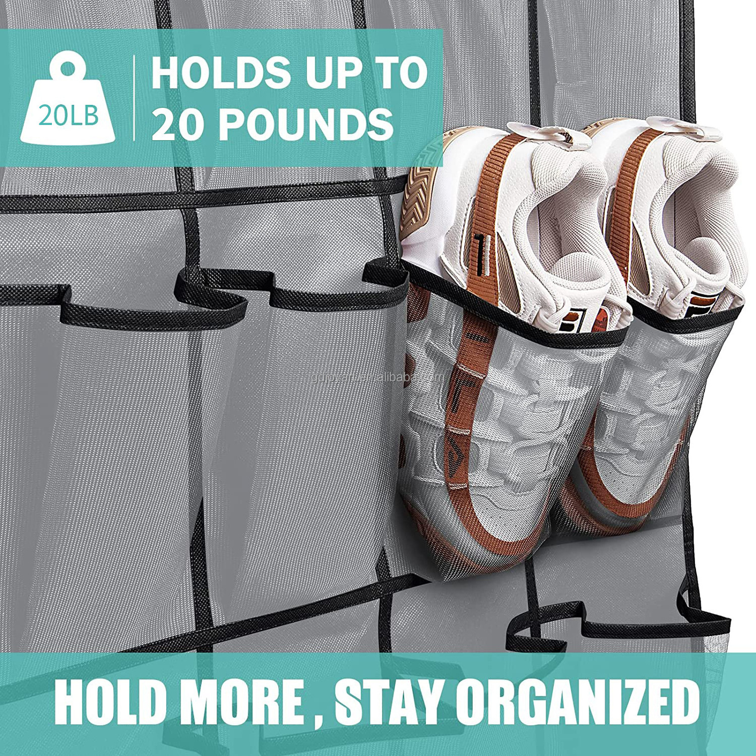 Foldable 24 Pockets Over The Door Wall Mounted Hanging Shoe Storage Bag Organizer