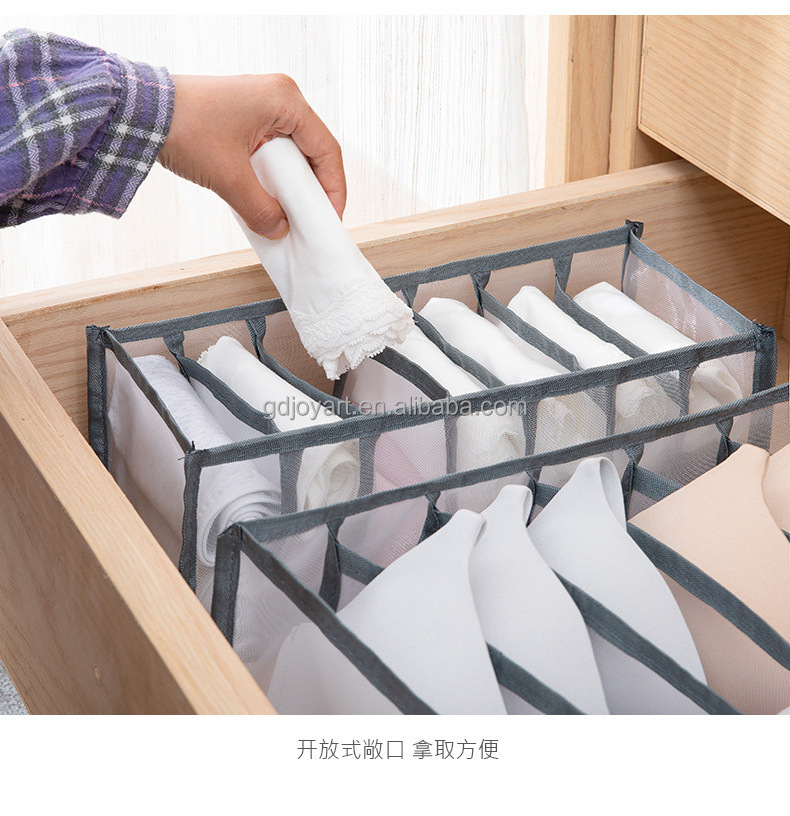 nylon clothes drawer storage bag divider closet organizer foldable mesh underwear bra socks storage box