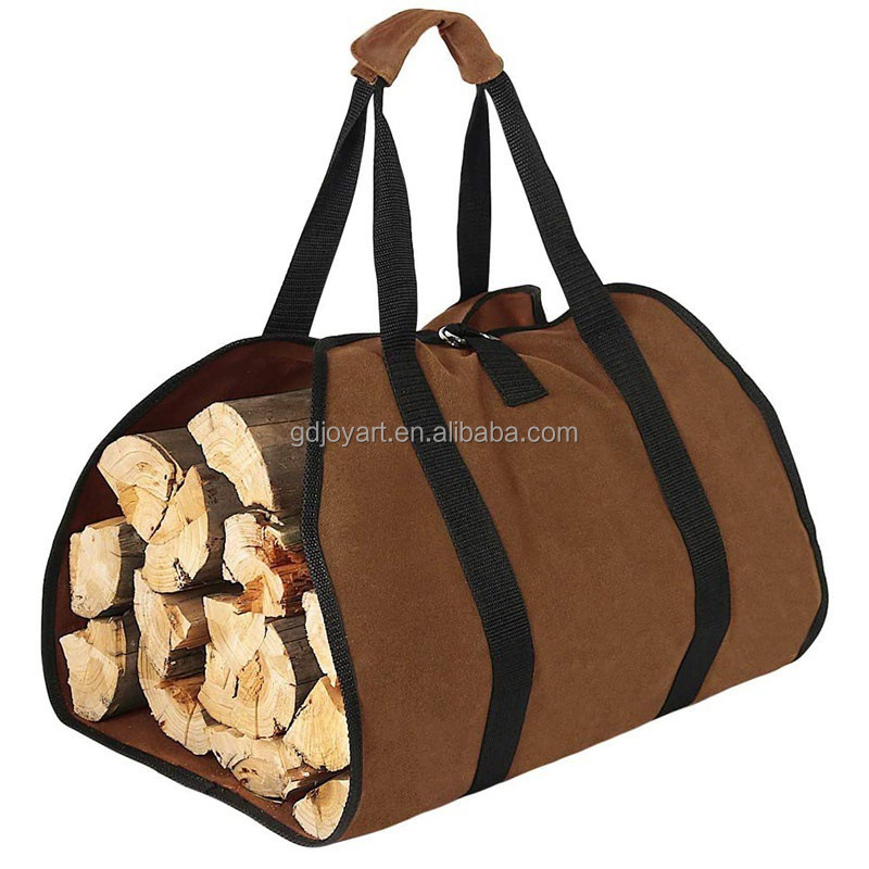 Large Heavy Duty Camping Storage Tote firewood log carrier bag leather handle firewood carrier