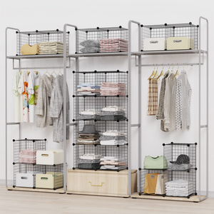 Wire Cube Storage Grids Organizer Metal Book Shelves Modular Storage Bins Large and Small Dividers Ideal for Closet Cabinet