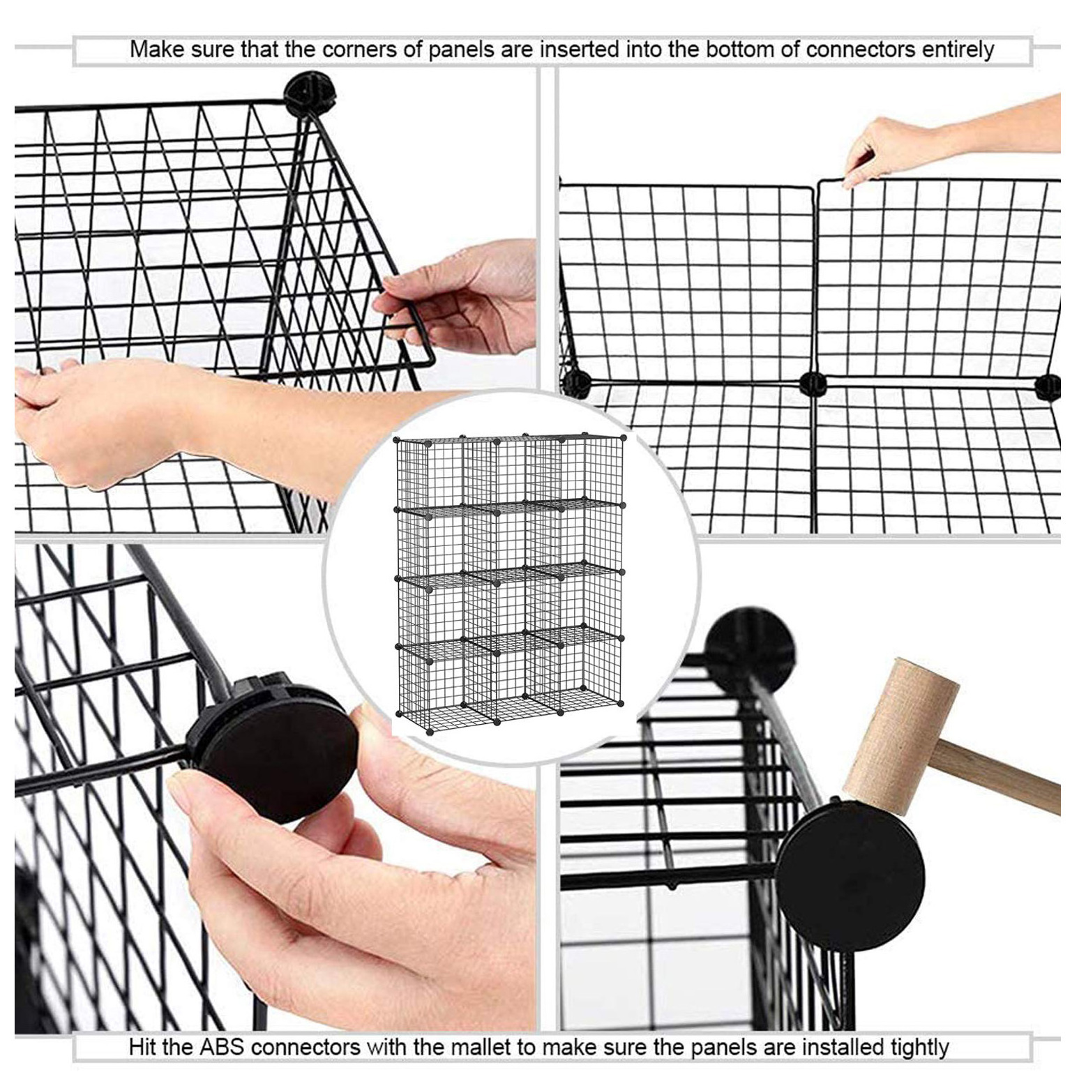 Wire Cube Storage Grids Organizer Metal Book Shelves Modular Storage Bins Large and Small Dividers Ideal for Closet Cabinet