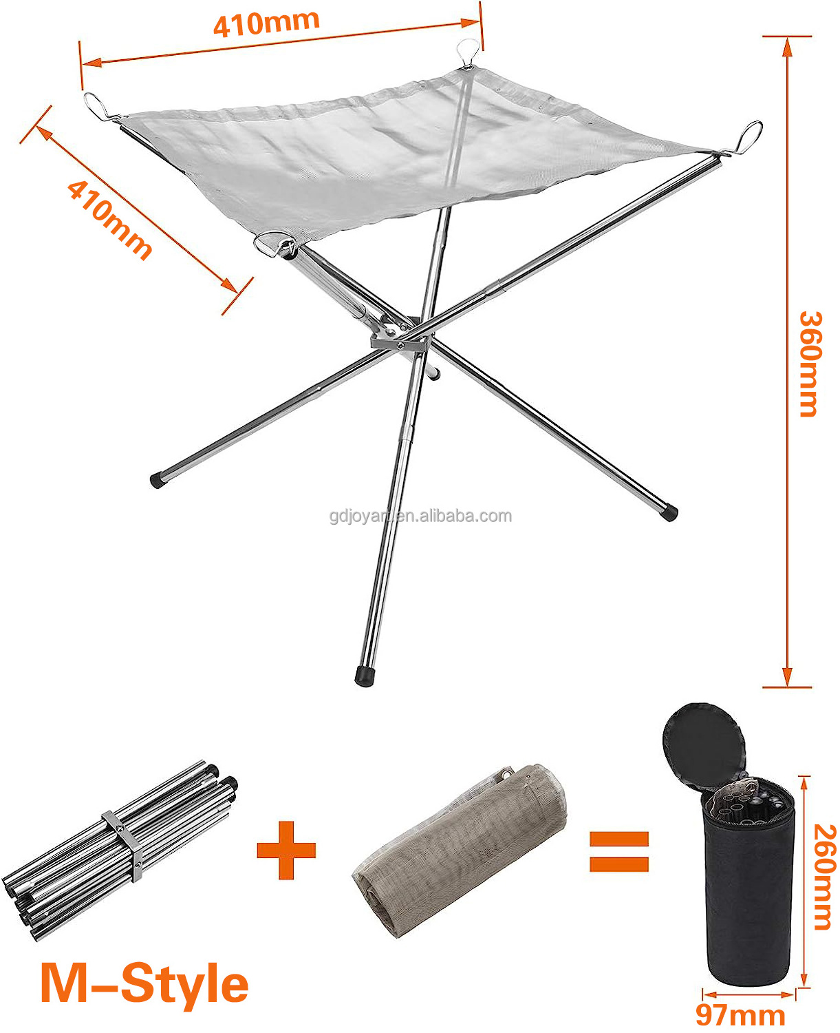 Stainless Steel Portable Folding Fire Pit Outdoor Bonfire Stand Mesh Sheet