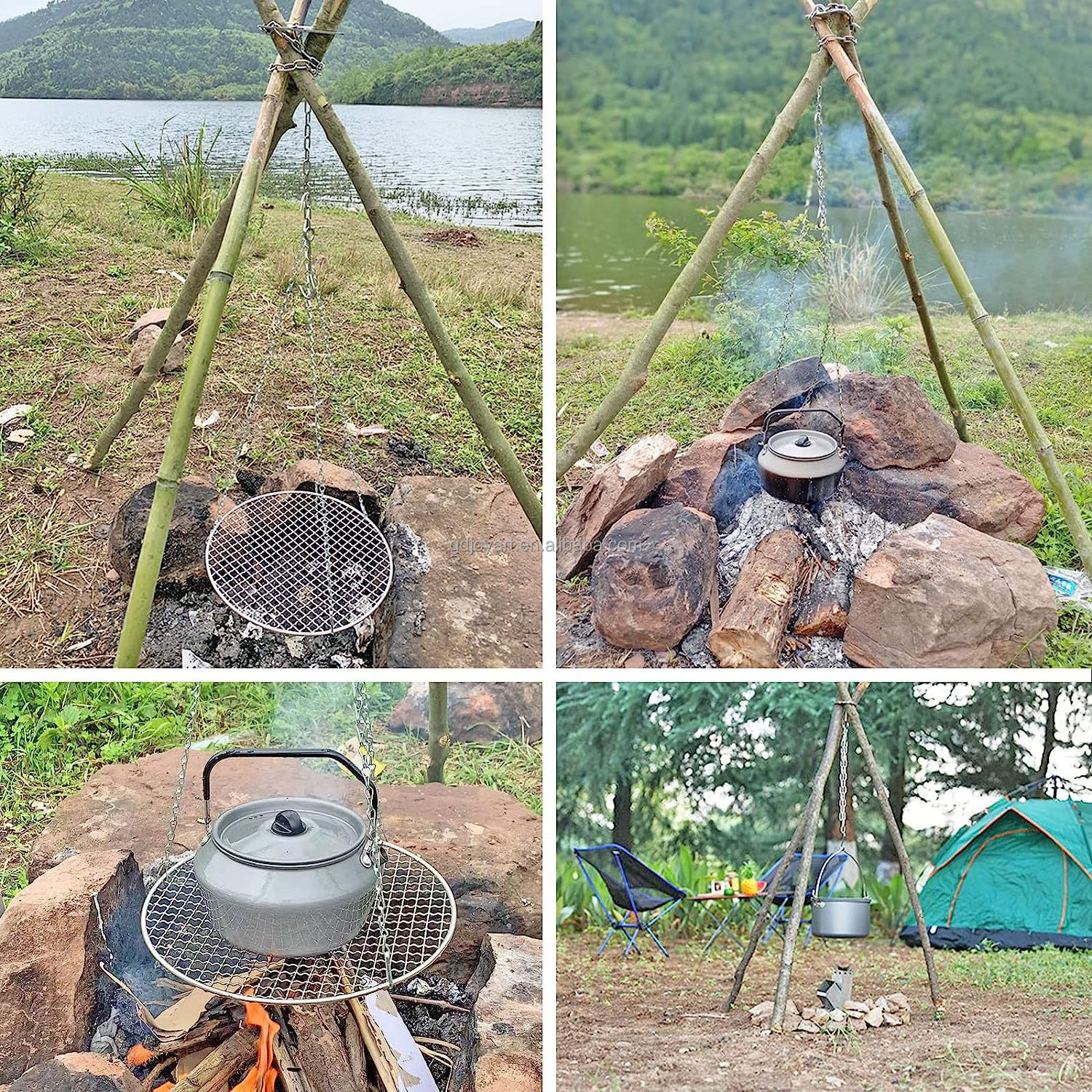 Camping Gear and Equipment Campfire Cooking Accessories Set Radiate Portable Cookware camping tripod board