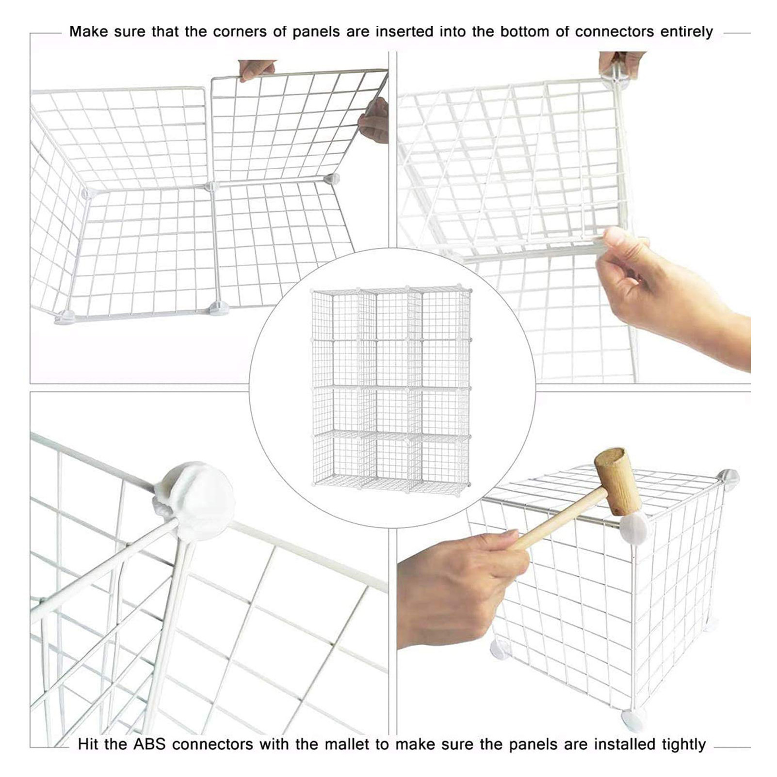 Wire Cube Storage Grids Organizer Metal Book Shelves Modular Storage Bins Large and Small Dividers Ideal for Closet Cabinet