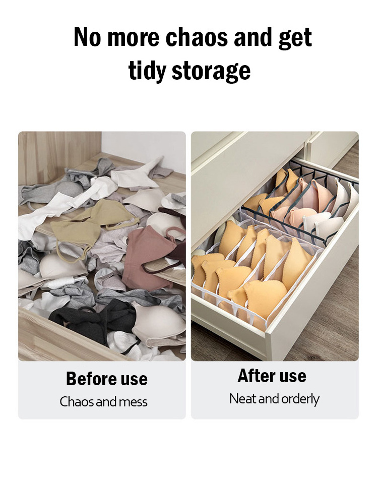 nylon clothes drawer storage bag divider closet organizer foldable mesh underwear bra socks storage box