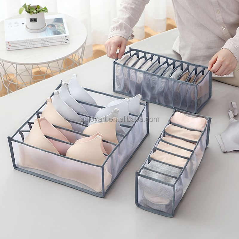 Mesh clothes storage box shirt panties organizer foldable jeans pants storage box closet underwear storage