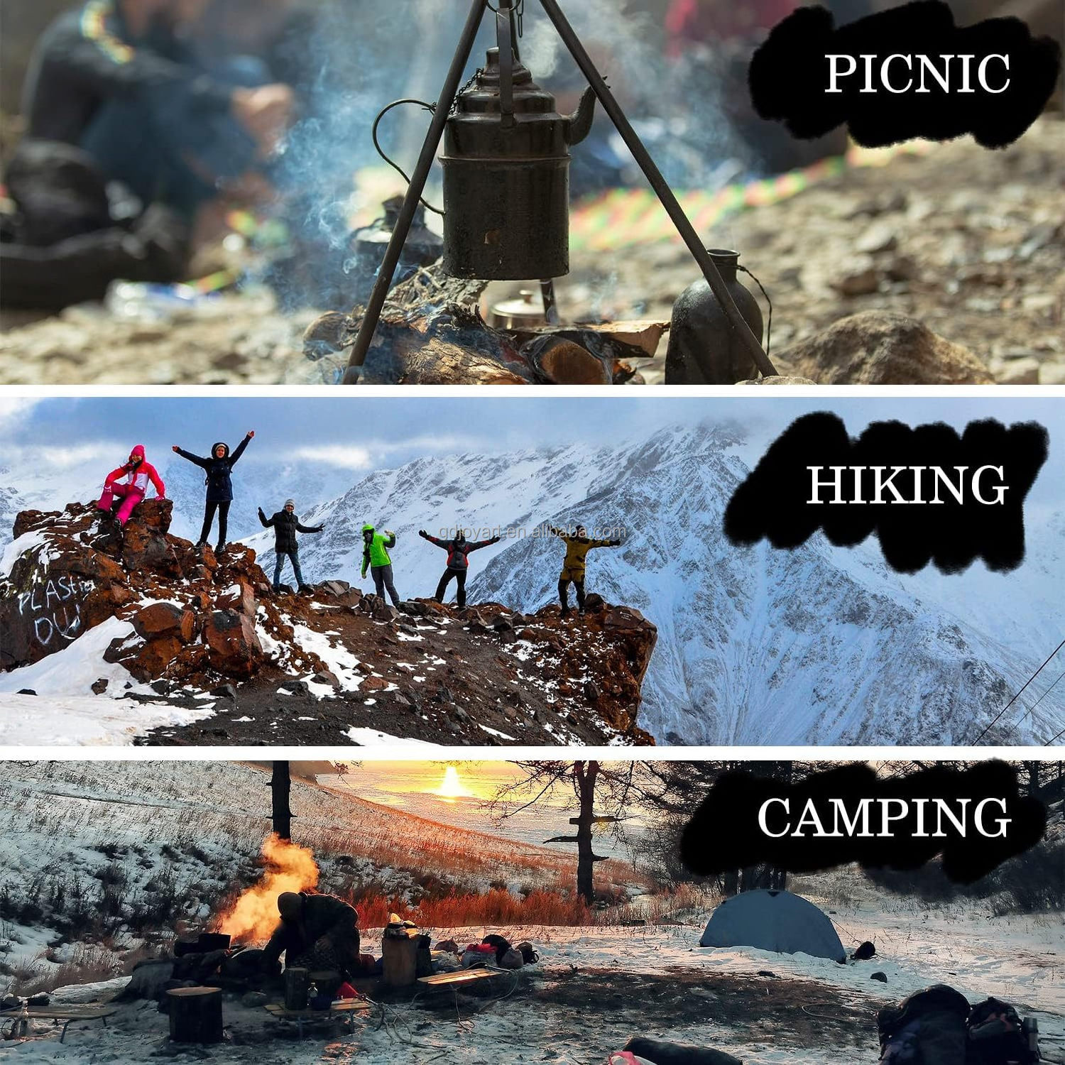 Camping Gear and Equipment Campfire Cooking Accessories Set Radiate Portable Cookware camping tripod board