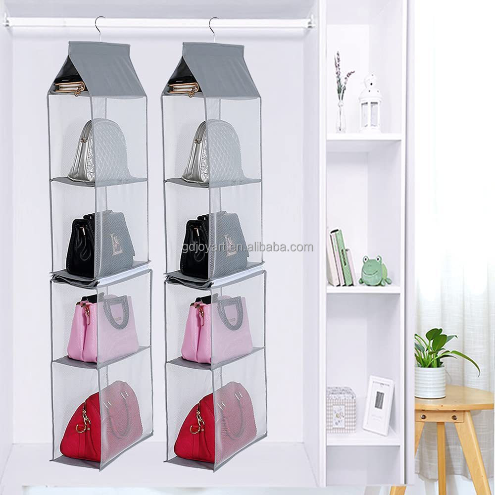 Hanging Handbag Organizer For Wardrobe Closet Transparent Storage Bag Door Wall Clear Sundry Shoe Bag With Hanger Pouch