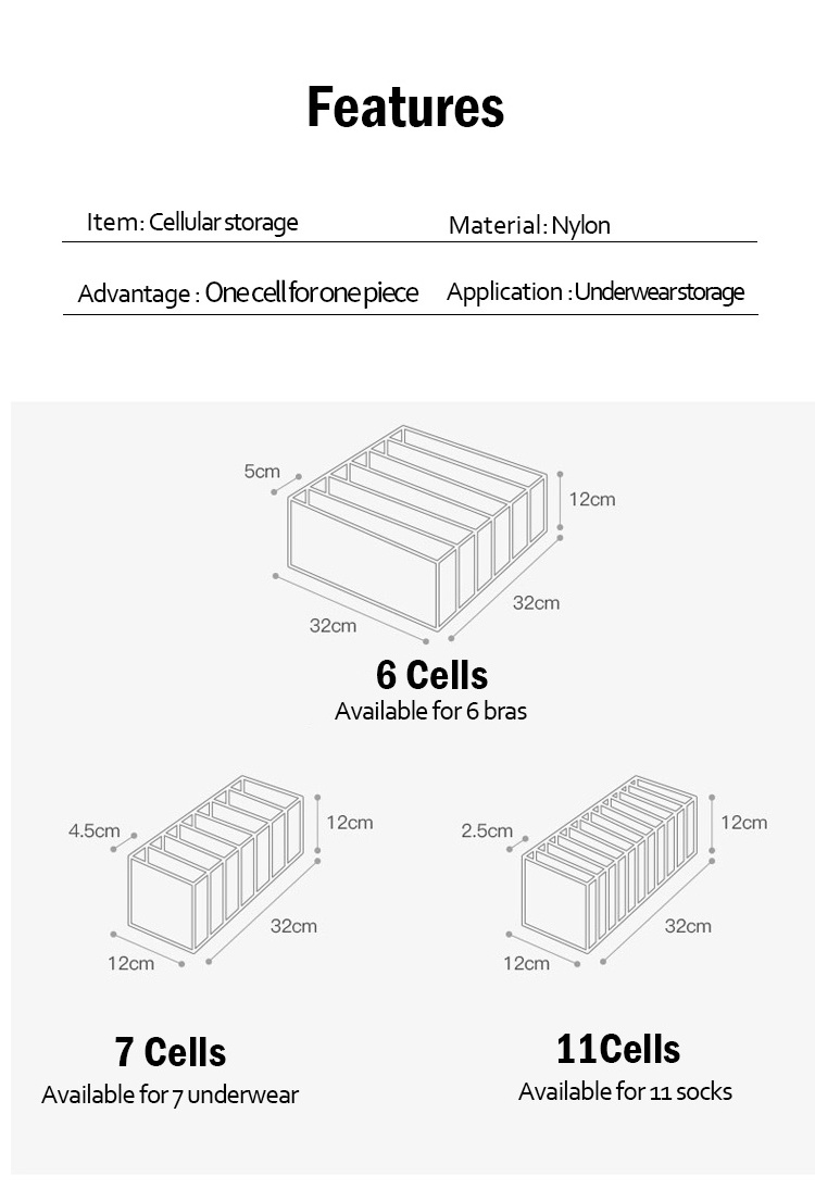 nylon clothes drawer storage bag divider closet organizer foldable mesh underwear bra socks storage box
